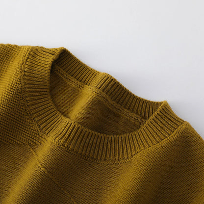 Damen Strickpullover Rundhals Langarm Strickmuster Einfarbig