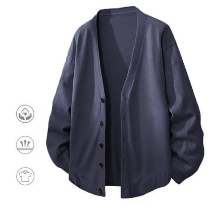 Herren Cardigan Strickjacke V-Ausschnitt Knopfleiste