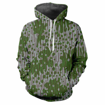 Hoodie Camouflage-Muster Grün Kängurutasche Kapuzenpullover