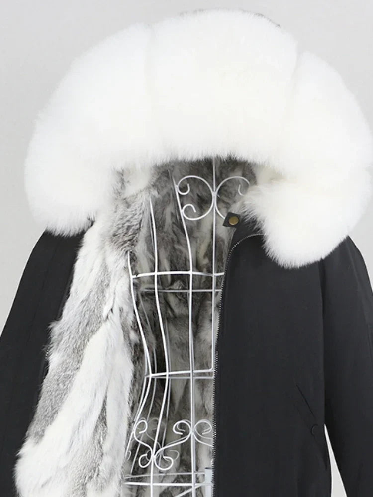 Winterparka mit Kapuze und Futter in Felloptik