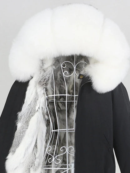 Winterparka mit Kapuze und Futter in Felloptik