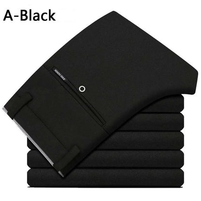 Herren Stretch Businesshose Schwarz Slim Fit Anzughose