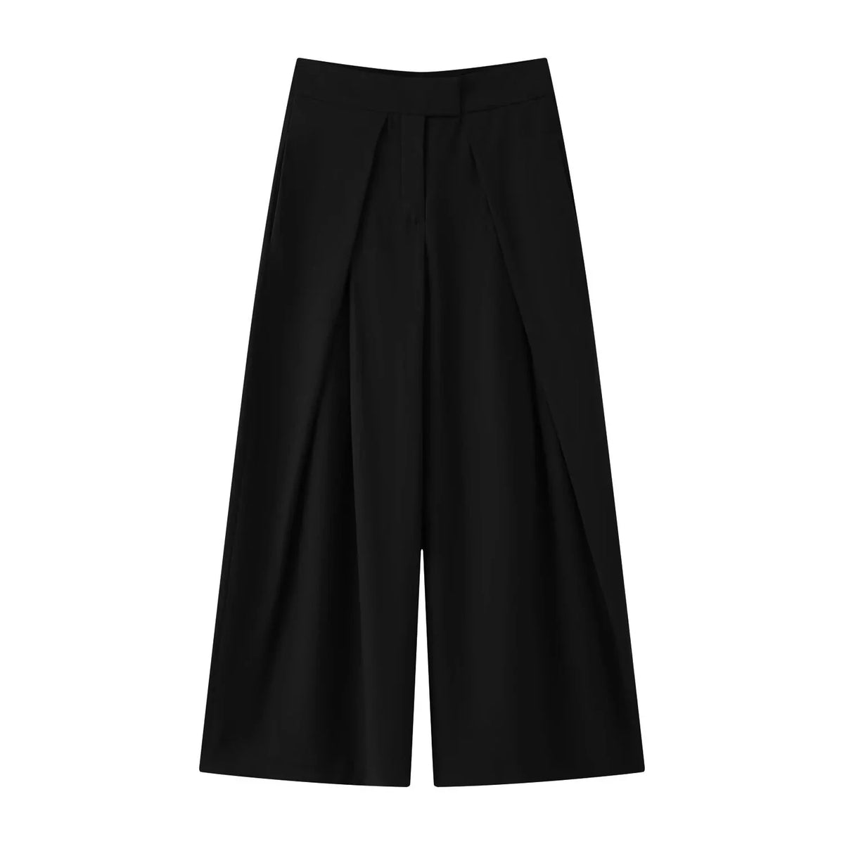 Damen Weite Culotte Hose mit Falten Kurz Weites Bein