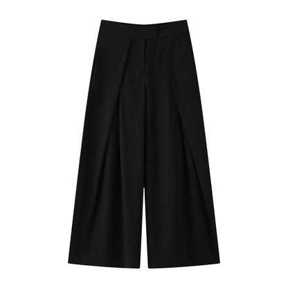 Damen Weite Culotte Hose mit Falten Kurz Weites Bein