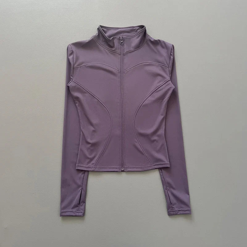 Damen Sportjacke mit Stehkragen & Reißverschluss, Langarm, schmale Passform