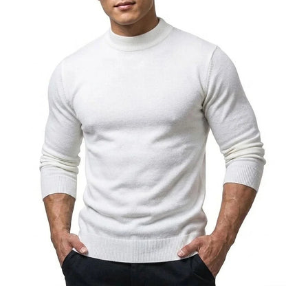 Herren Mock Neck Pullover Slim Fit Feinstrick Rollkragenpullover