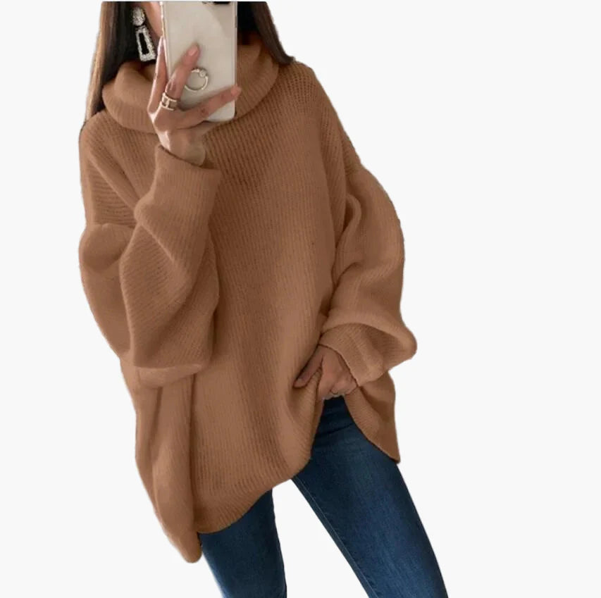 Damen Oversize Rollkragen Pullover – Lässiger Strick für Alltag und Freizeit