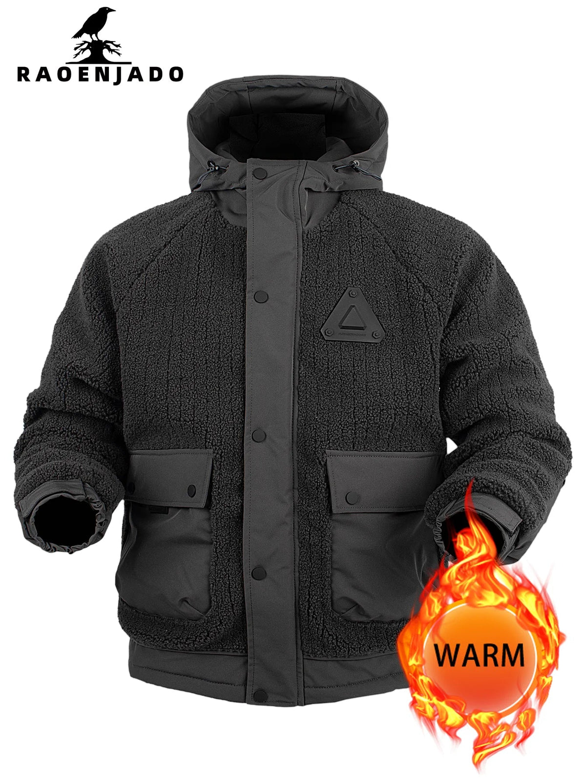 Teddyfleece Winterjacke mit Kapuze & Taschen Herren