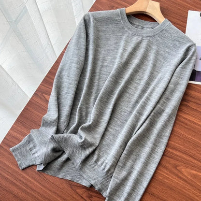 Damen Rundhals Pullover Langarm Feinstrick Basic Shirt Mehrfarbig
