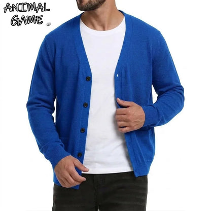 Herren Cardigan V-Ausschnitt Knopfleiste Langarm Basic Strickjacke