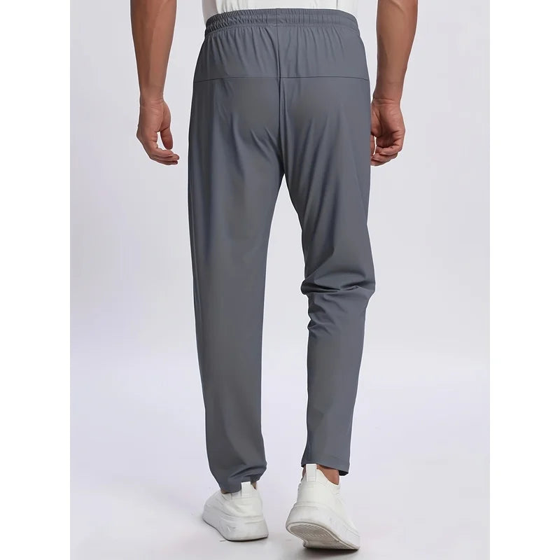 Herren Freizeithose Grau mit Reißverschlusstaschen Elastischer Bund