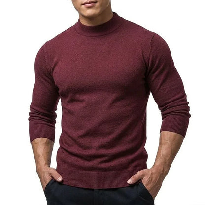 Herren Mock Neck Pullover Slim Fit Feinstrick Rollkragenpullover