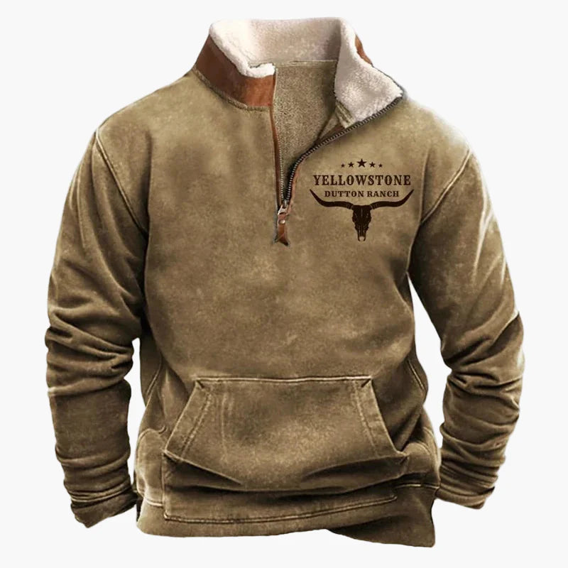 Herren Wild West Vintage Fleece Pullover – Lässiger Western-Stil für Outdoor & Alltag