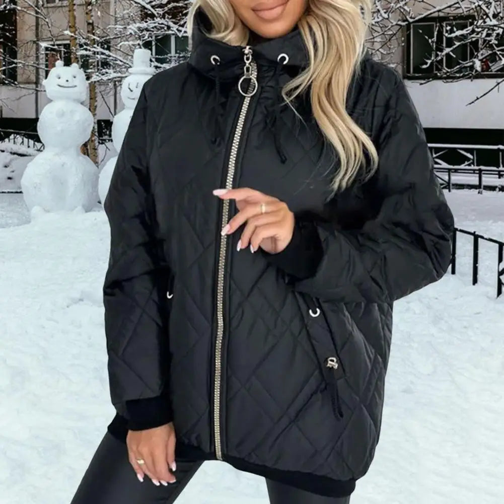 Damen Steppjacke mit Kapuze und Reißverschluss