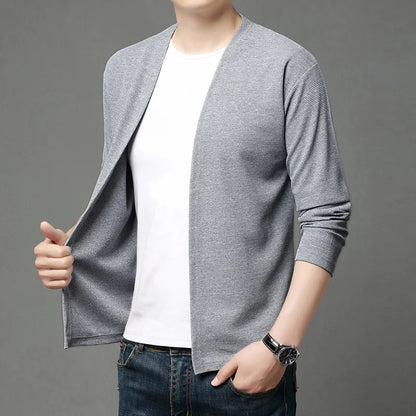 Herren Cardigan Strickjacke Langarm V-Ausschnitt Leichte Freizeit-Oberteil