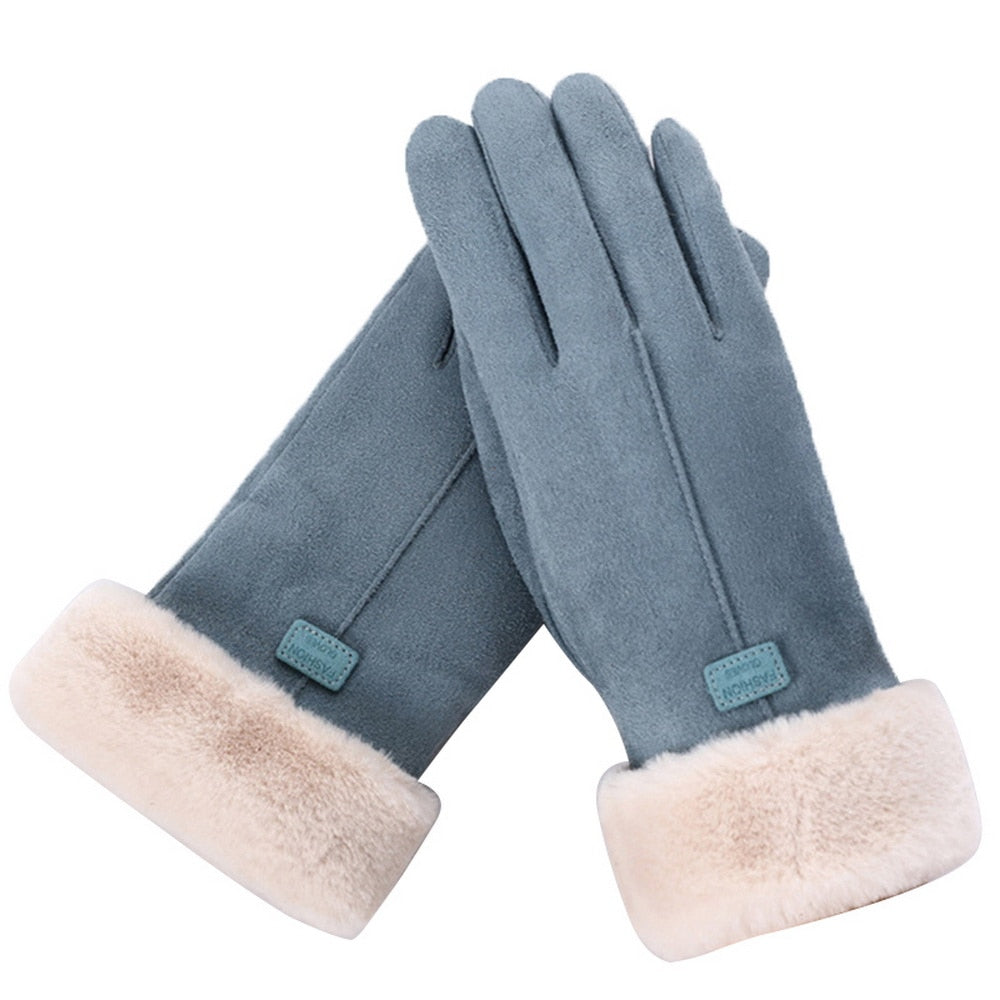 Winterhandschuhe für Damen mit Fleecefutter & Kunstfellbesatz, weiches Material