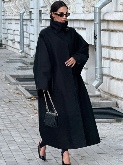 Damen Trenchcoat Lang Übergangsjacke Mantel mit Gürtel