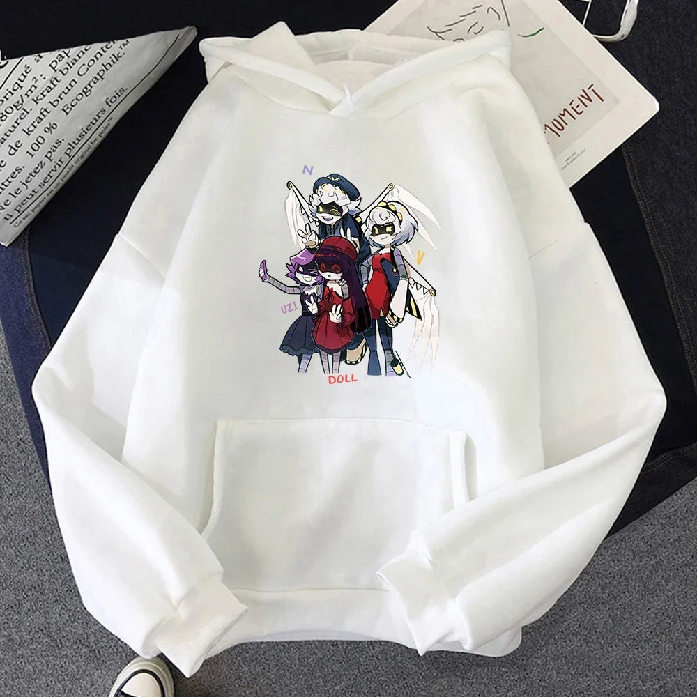 Hoodie mit Kapuze & Kängurutasche – Cartoon-Charakter-Print