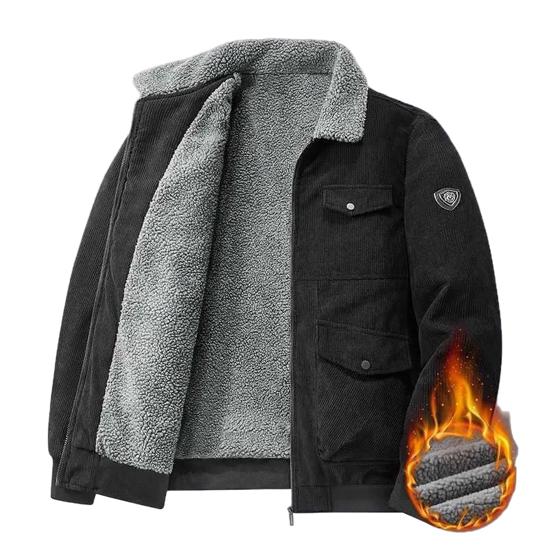 Herren Winter Cordjacke mit Lammfellfutter – Urbaner Retro-Stil, Warm & Modisch
