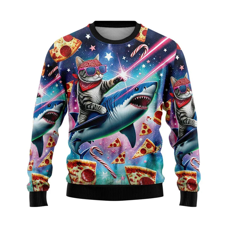 Herren Ugly Christmas Sweater Hip Hop Santa – Lustiger Weihnachtspullover für Partys