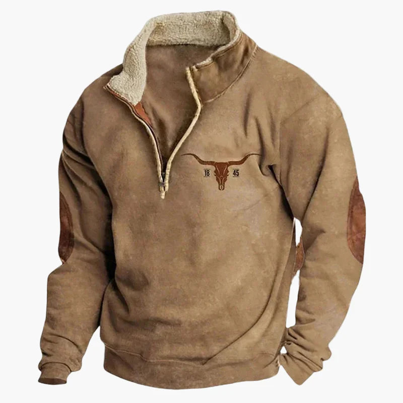 Herren Fleece Pullover mit Ethno Muster und Wildwest-Charme – Outdoor & Freizeit