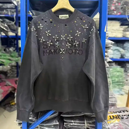 Unisex Sweatshirt mit Farbverlauf und Strasssteinen