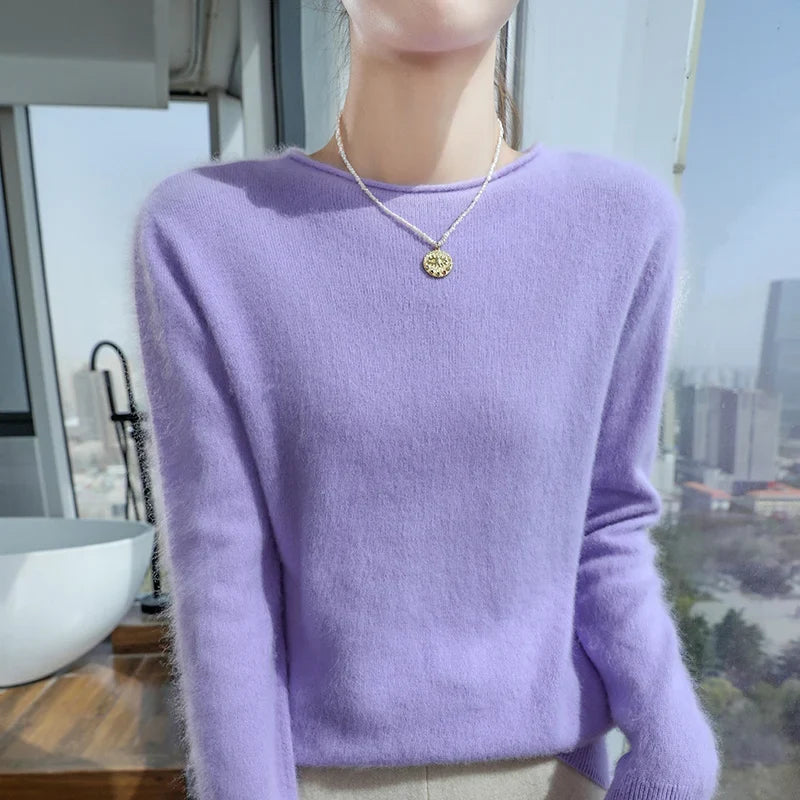 Damen Pullover Rundhals Langarm Strickpullover Weiches Material