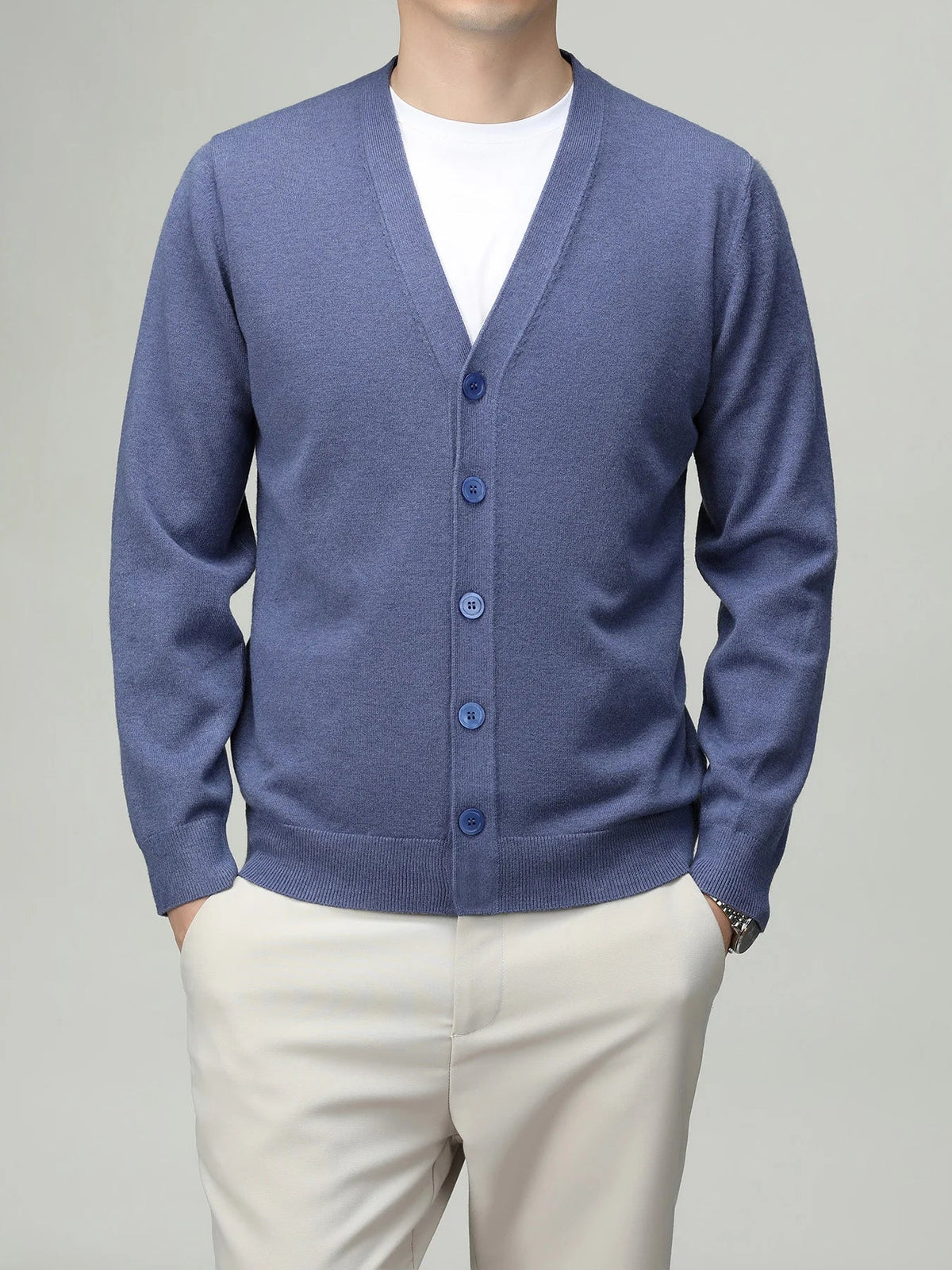 Herren Strickjacke V-Ausschnitt Knopfleiste