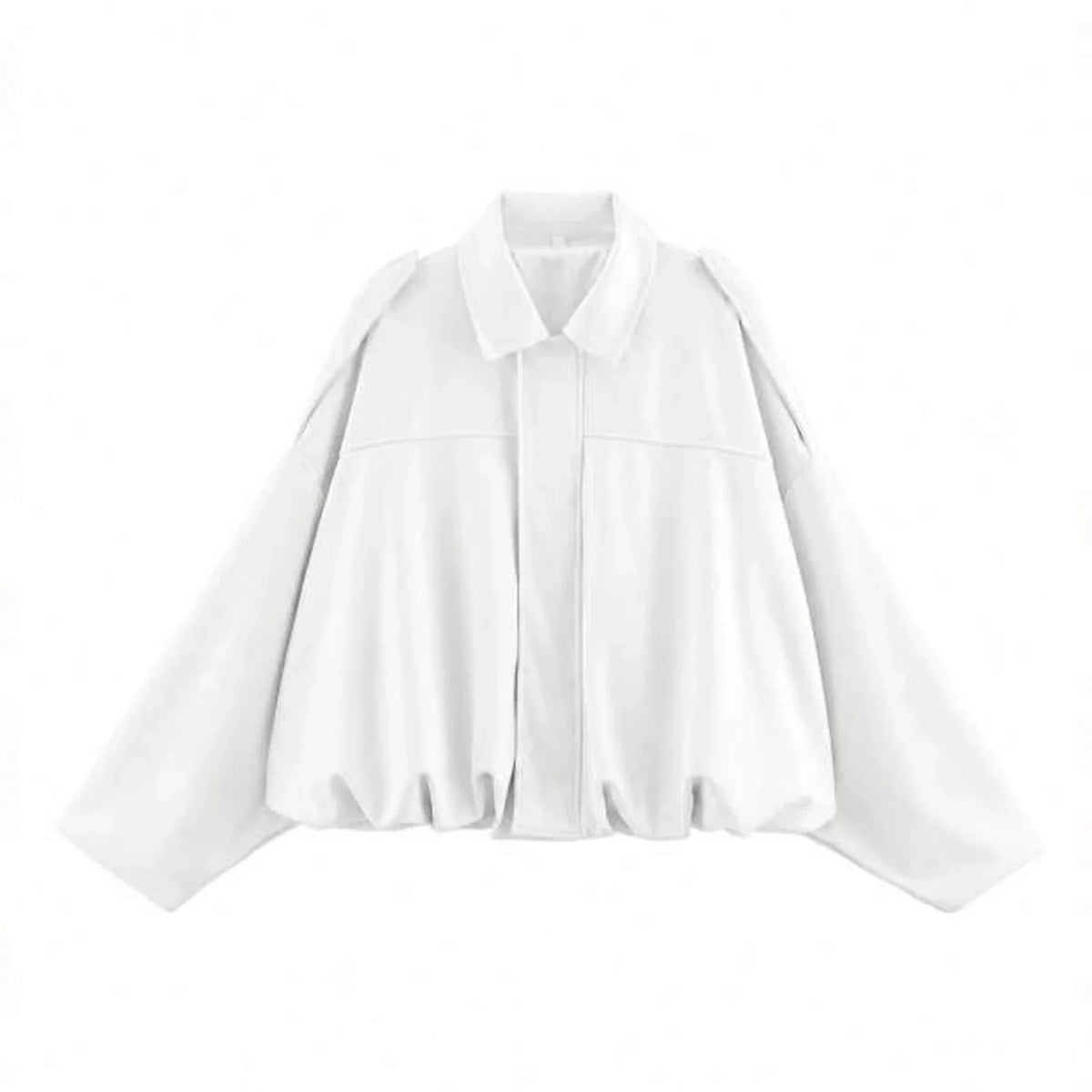 Damen Kurzjacke Oversize Cropped mit Kragen Braun