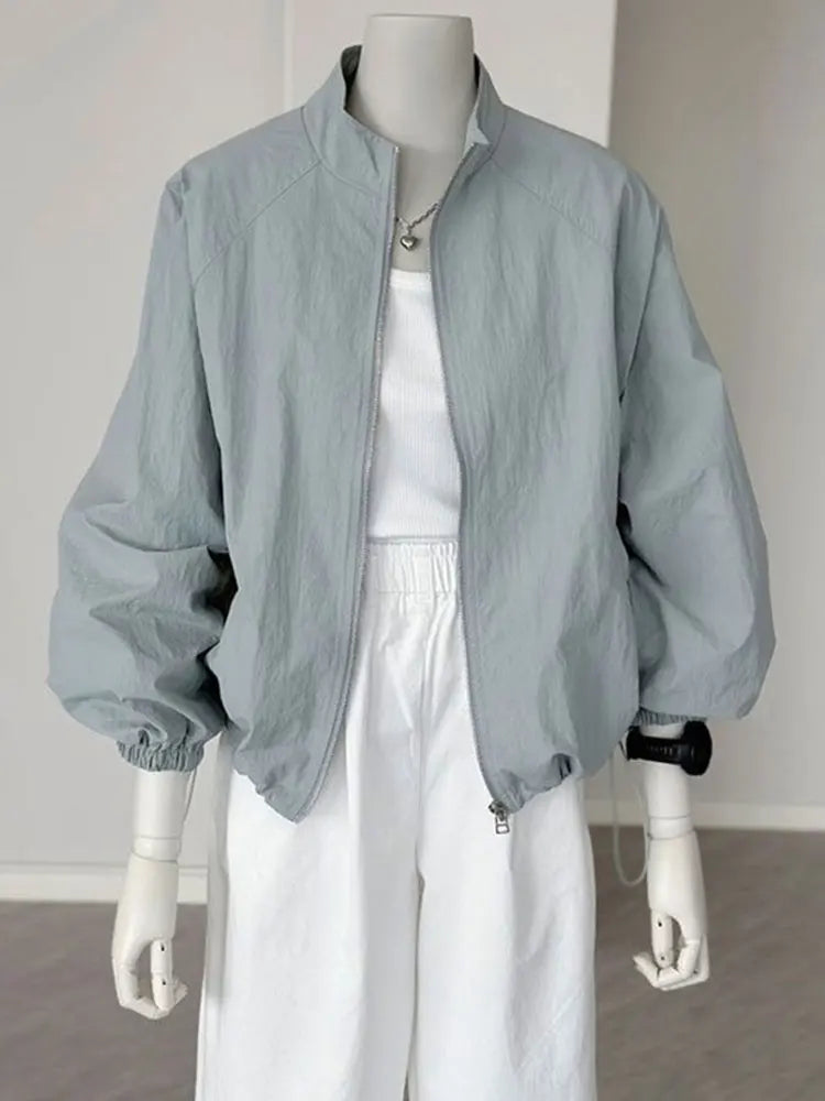 Leichte Damen Bomberjacke mit Stehkragen