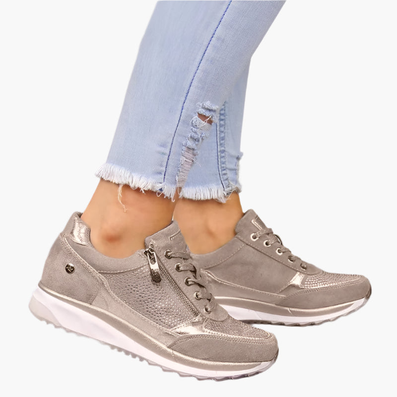 Damen Sneaker mit seitlichem Reißverschluss – Bequeme Alltagsschuhe im modernen Streetstyle-Look