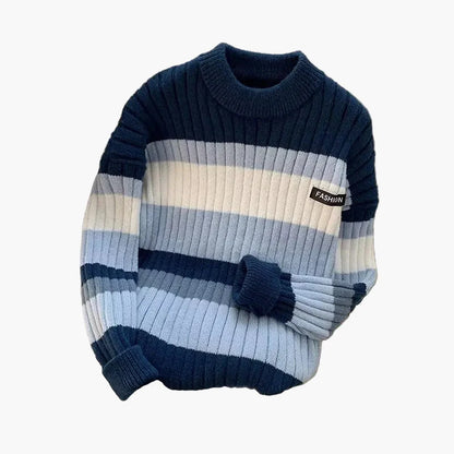 Herren Grobstrick Pullover mit Streifen – Modischer Freizeit-Sweater für Herbst & Winter