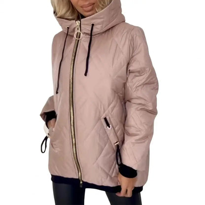 Damen Steppjacke mit Kapuze und Reißverschluss