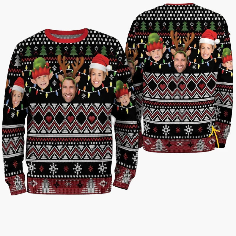 Unisex Weihnachts-Sweatshirt mit Fotodruck – Lustiger Ugly Christmas Pullover für festliche Anlässe