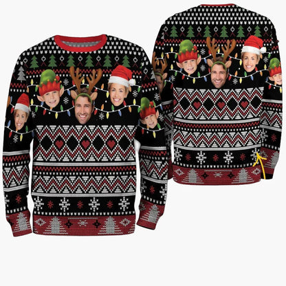 Unisex Weihnachts-Sweatshirt mit Fotodruck – Lustiger Ugly Christmas Pullover für festliche Anlässe