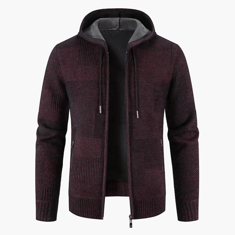 Herren Strickjacke mit Kapuze – Modische, Fleece-gefütterte Winterjacke für Alltag und Freizeit