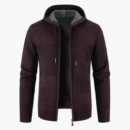 Herren Strickjacke mit Kapuze – Modische, Fleece-gefütterte Winterjacke für Alltag und Freizeit