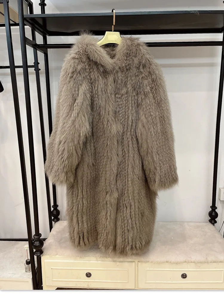 Damen Langer Kunstpelzmantel mit Kapuze, Teddyfell Optik, Mehrfarbig