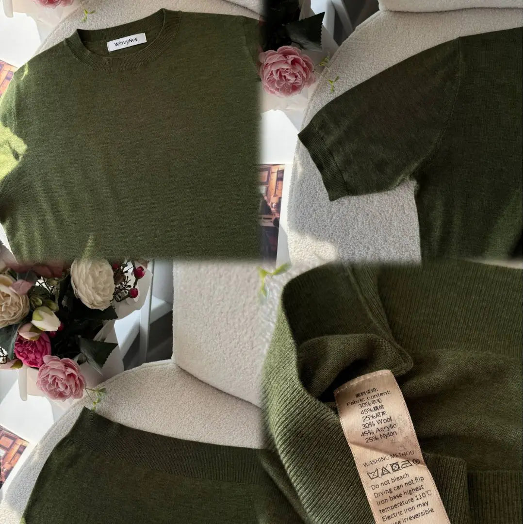 Damen Kurzarm Strickpullover Rundhals Weicher Feinstrick