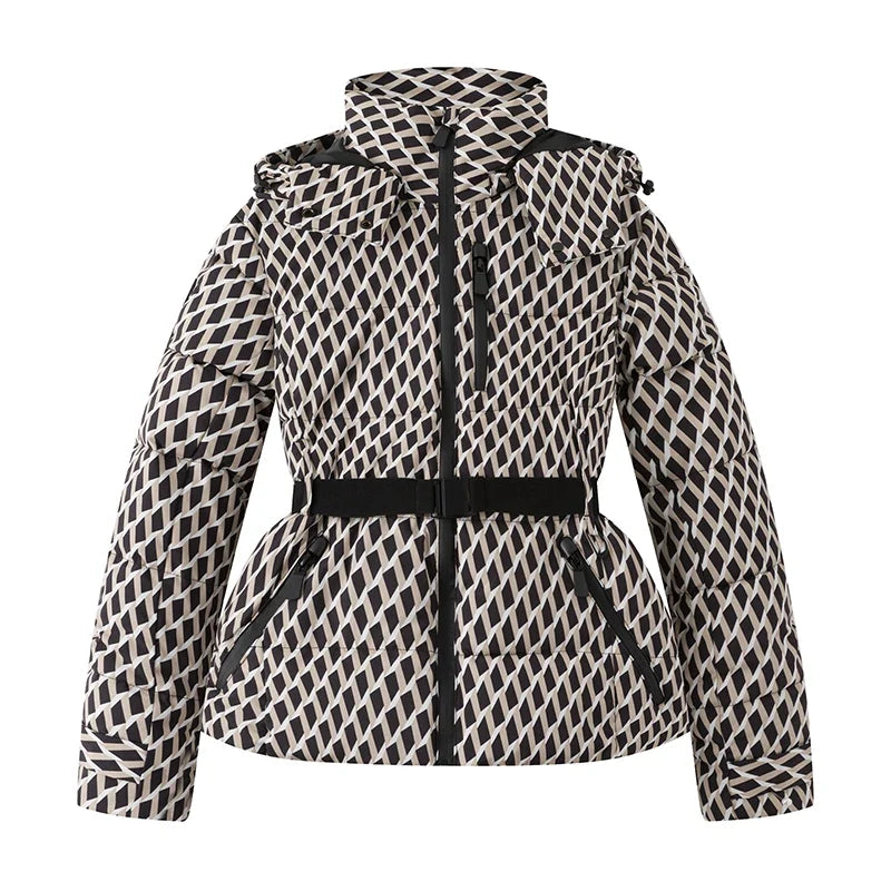 Damen Steppjacke mit Kapuze und Gürtel, glänzend, in verschiedenen Farben