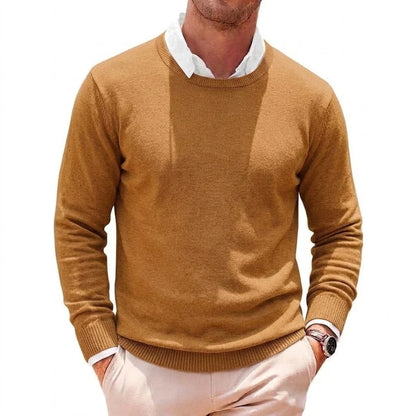 Herren Basic Pullover Rundhals Langarm Strickpullover Einfarbig