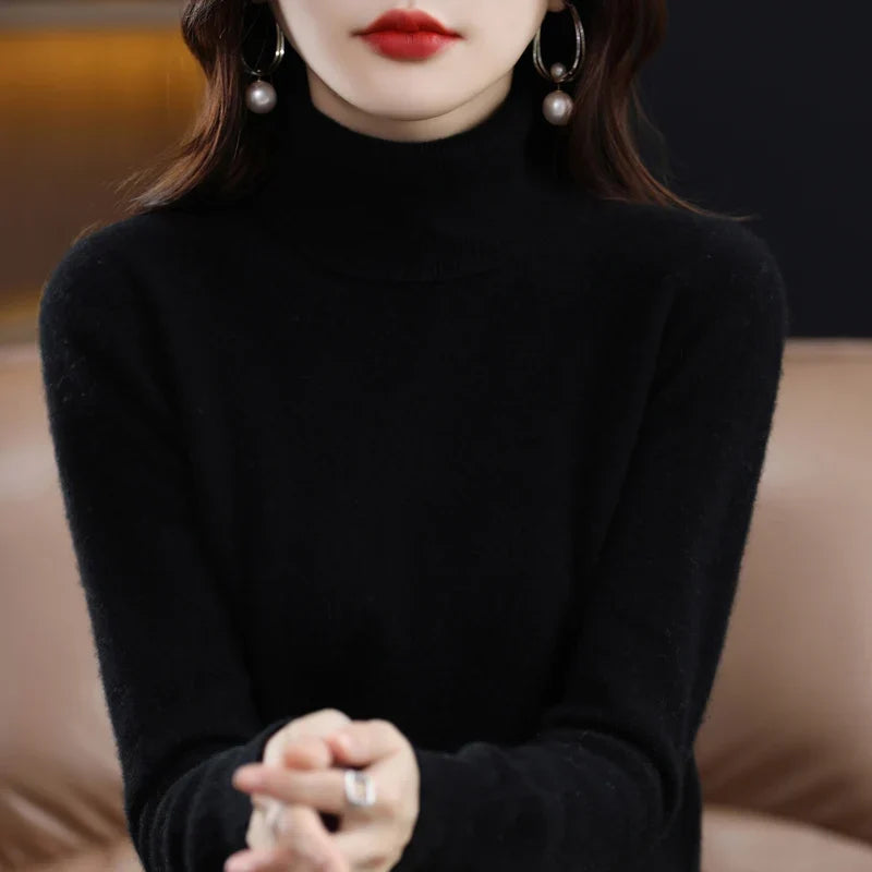 Damen Rollkragenpullover, weiches Material, langärmlig