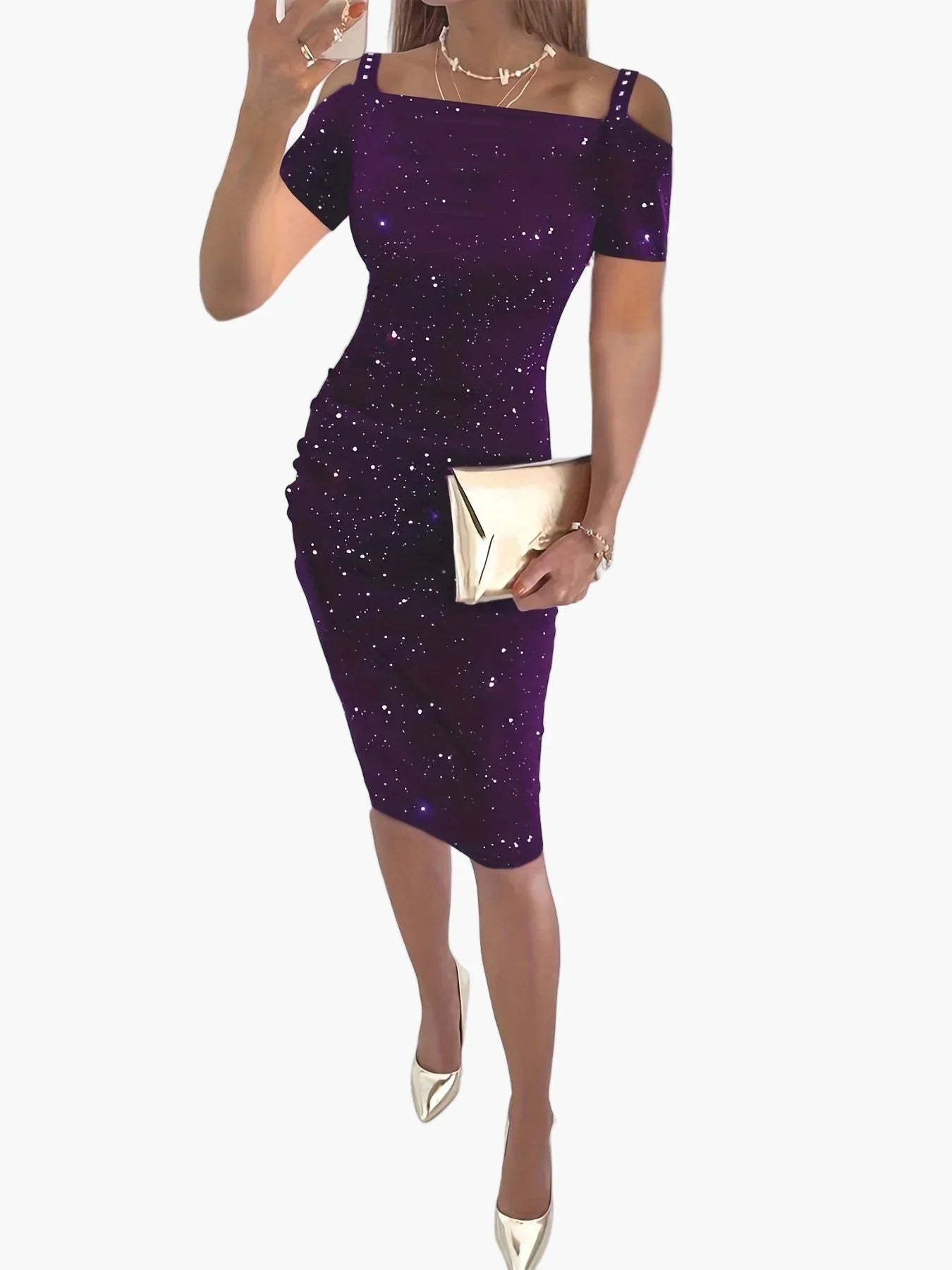 Damen Elegantes Partykleid mit Schulterträgern und figurbetonter Passform – Perfekt für Abendveranstaltungen