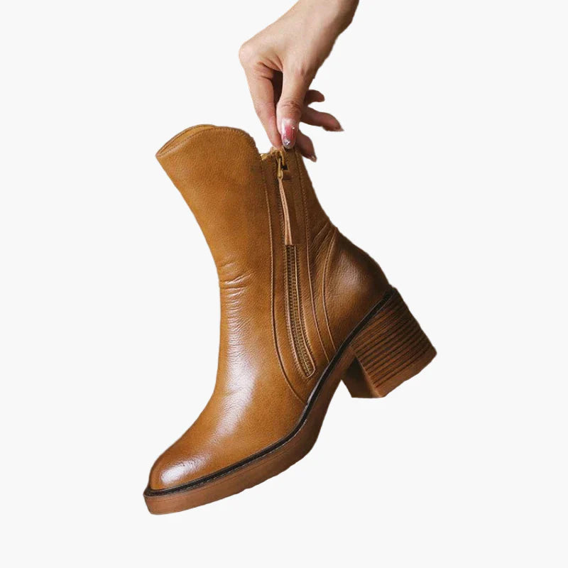 Damen Stiefelette mit Absatz – Eleganter Veganem Leder-Look für Alltag & Büro