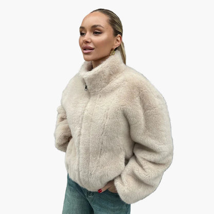 Damen Trendige Kunstfell-Jacke für Herbst und Winter – Kuschelig, Modisch, Vielseitig