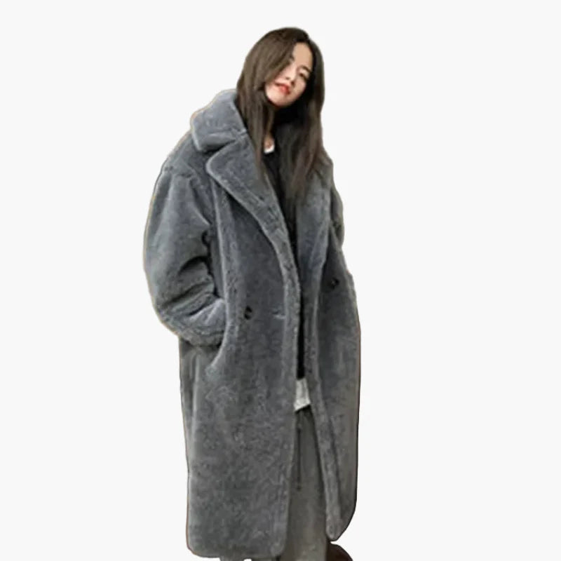 Damen Langer Plüsch Kunstfell Mantel – Modischer Wintermantel für stilvolle Outfits