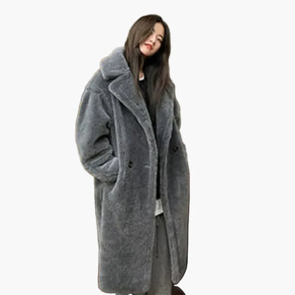 Damen Langer Plüsch Kunstfell Mantel – Modischer Wintermantel für stilvolle Outfits