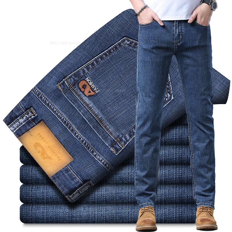 Herren Jeans Hose Hellblau Denim Straight Fit