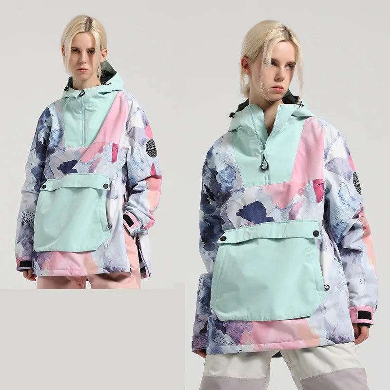 Unisex Anorak Jacke mit Kapuze und Kängurutasche