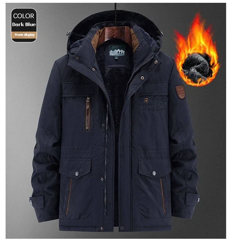 Herren Winterparka mit Kapuze, Teddyfutter und mehreren Taschen